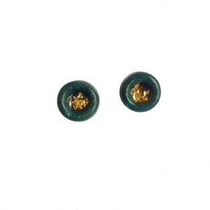"Μini cicles" Καρφωτά σκουλαρίκια κουμπιά από υγρό γυαλί - γυαλί, μικρά, ατσάλι, φθηνά - 3