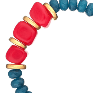 Βραχιόλι νεφρίτη σε απόχρωση Κόκκινο-Πετρόλ | The Gem Stories Jewelry - ασήμι, ημιπολύτιμες πέτρες, επιχρυσωμένα, χεριού, αυξομειούμενα - 2