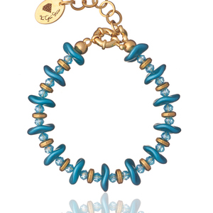 Βραχιόλι με Ημιπολύτιμους λίθουw, κρύσταλλα και Κοράλλια Ornela Ripple Γαλάζια | The Gem Stories Jewelry - ασήμι, ημιπολύτιμες πέτρες, επιχρυσωμένα, χεριού, αυξομειούμενα