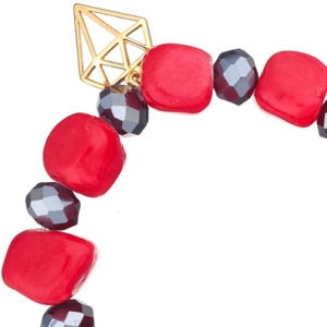 Κόκκινος και μάυρο βραχιόλι με Στοιχείο Διαμαντιού | The Gem Stories Jewelry - ασήμι, ημιπολύτιμες πέτρες, επιχρυσωμένα, χεριού, αυξομειούμενα - 2
