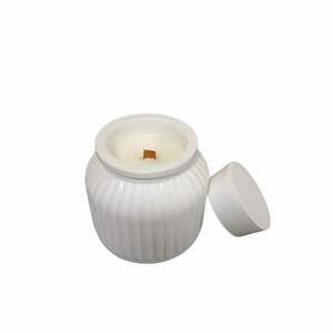Κερί σόγιας σε χειροποίητο Κεραμικό mini ριγέ δοχείο ~ 340 gr - αρωματικά κεριά