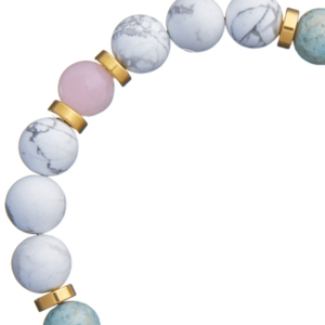 Βραχιόλι με Ροζ Κουάρτζ και Χαουλίτη | The Gem Stories Jewelry - ασήμι, ημιπολύτιμες πέτρες, επιχρυσωμένα, χεριού, αυξομειούμενα - 2