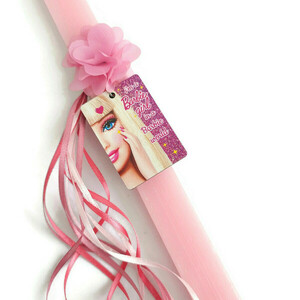 Χειροποίητη αρωματική ροζ λαμπάδα με μπρελόκ Barbie, 30 εκατοστά - κορίτσι, λαμπάδες, για παιδιά, ήρωες κινουμένων σχεδίων, για μωρά