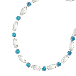 Κολιέ με Μπλε Ζιρκόν και Κρύσταλλα | The Gem Stories Jewelry - ημιπολύτιμες πέτρες, κοντά, ατσάλι, επιπλατινωμένα - 2