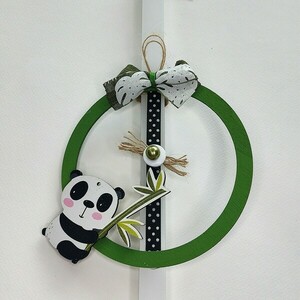 Λαμπάδα Panda Wood - λαμπάδες, για παιδιά, ζωάκια, για μωρά, παιχνιδολαμπάδες - 2