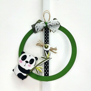Λαμπάδα Panda Wood - λαμπάδες, για παιδιά, ζωάκια, για μωρά, παιχνιδολαμπάδες - 4