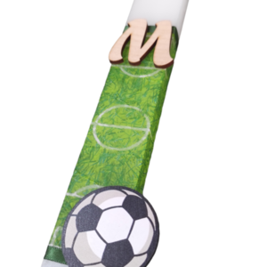 Λαμπάδα ποδόσφαιρο για αγόρια με μονόγραμμα λευκή πλακέ 30cm - αγόρι, λαμπάδες, ποδόσφαιρο, για παιδιά, σπορ και ομάδες