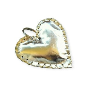 Μπρελόκ/Αξεσουάρ Τσάντας Χρυσή Μεταλιζέ Καρδιά, 11 εκ - δέρμα, καρδιά, αυτοκινήτου, σπιτιού