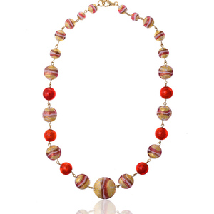 Κολιέ Murano Κόκκινο | The Gem Stories Jewelry - ημιπολύτιμες πέτρες, επιχρυσωμένα, ασήμι 925, κοντά, ατσάλι