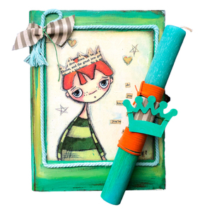 Πράσινη λαμπάδα με ξύλινο κουτί «πρίγκιπας». - Διαστάσεις λαμπάδας: 24*2,7 εκ. - αγόρι, λαμπάδες, σετ, για παιδιά, πρίγκηπες