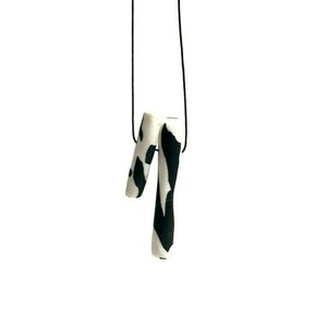 Solyn White & Black Necklace with Adjustable Cord Χειροποίητο Κολιέ απο Πολυμερικό Πηλό - επάργυρα, πηλός, κοντά