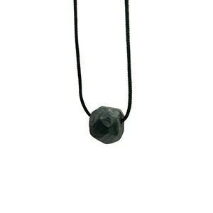 Lapis Fulminis Black Handmade Necklace Χειροποίητο Μαύρο Κολιέ Πολυμερικού Πηλού - επάργυρα, πηλός, κοντά
