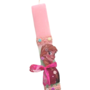 Ροζ Λαμπάδα 25cm Frozen Άννα - κορίτσι, λαμπάδες, για παιδιά, ήρωες κινουμένων σχεδίων, για μωρά - 2