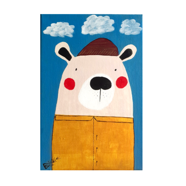 Πίνακας σε Καμβά/ Αρκούδα/ Παιδικός/ 20x30cm - κορίτσι, αγόρι, ζωάκια, παιδικά κάδρα