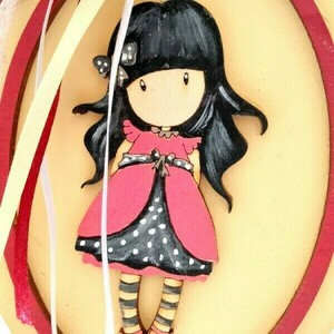 Αρωματική μπορντό λαμπάδα με ξύλινο καδράκι κοριτσάκι 30x12x4 - κορίτσι, λαμπάδες, για παιδιά, ήρωες κινουμένων σχεδίων - 2