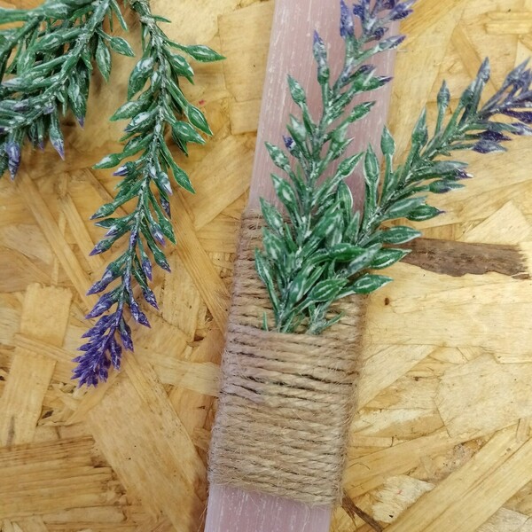 Λαμπάδα αρωματική ξυστή πλακέ 25cm με λεβάντα - λουλούδια, λαμπάδες, ζευγάρια, για ενήλικες, για εφήβους - 3