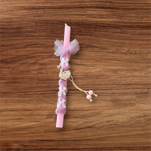 ροζ λαμπαδα με τουλι - κορίτσι, λαμπάδες, για παιδιά, ζωάκια - 2