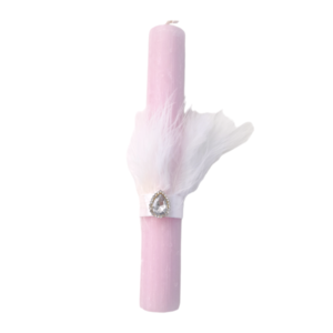 Χειροποίητη αρωματική λαμπάδα 20 εκ. ροζ με φτερό - κορίτσι, λαμπάδες, για ενήλικες
