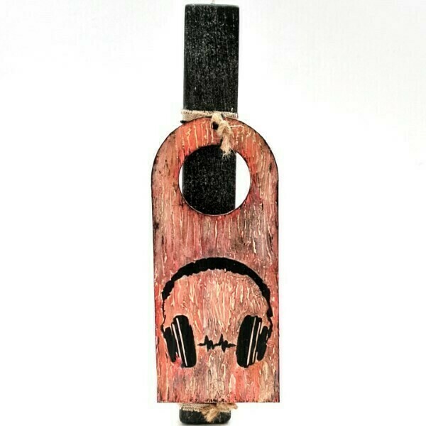 Αρωματική λαμπάδα μαύρη με ξύλινη ταμπέλα "Μουσική" 30x10x3 - λαμπάδες, για ενήλικες, για εφήβους