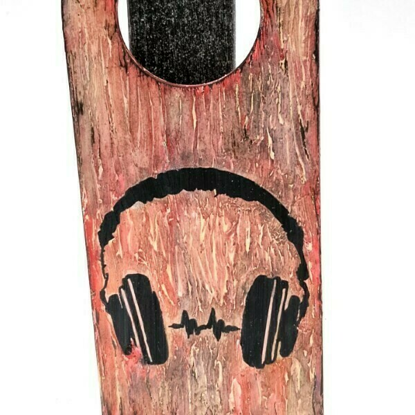 Αρωματική λαμπάδα μαύρη με ξύλινη ταμπέλα "Μουσική" 30x10x3 - λαμπάδες, για ενήλικες, για εφήβους - 2