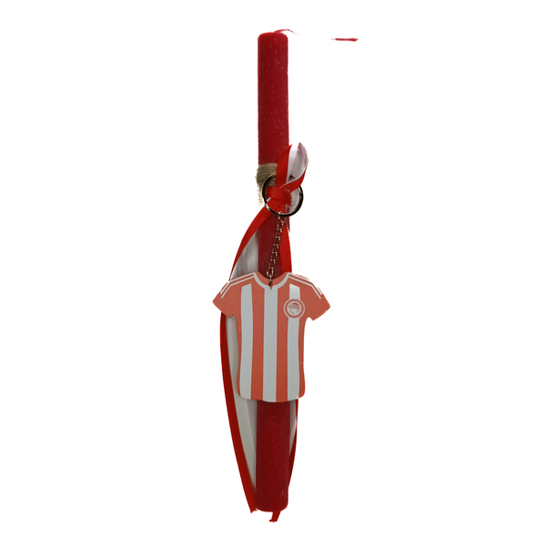 Λαμπάδα αρωματική σε κόκκινο χρώμα με μπρελόκ ΟΛΥΜΠΙΑΚΟΣ _σχ.4 - λαμπάδες, σπορ και ομάδες