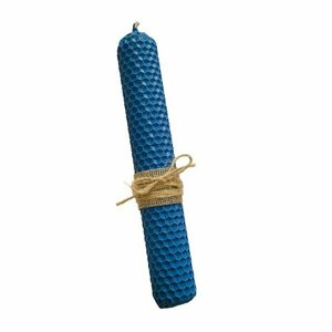 Στρογγυλή Χρωματιστή Μικρή Λαμπάδα Μπλε από Μελισσοκέρι 20cm - αγόρι, λαμπάδες, για ενήλικες, για εφήβους