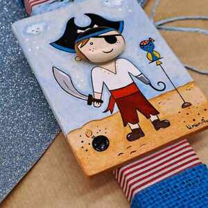 "Pirate captain" Λαμπάδα Γαλάζια Αρωματική Πλακέ Ξυστή 30x3.5cm - αγόρι, λαμπάδες, για παιδιά - 4
