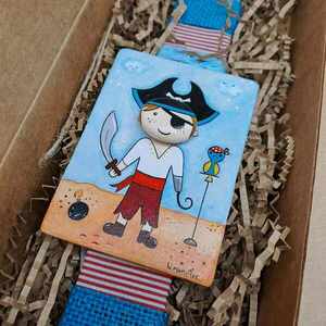 "Pirate captain" Λαμπάδα Γαλάζια Αρωματική Πλακέ Ξυστή 30x3.5cm - αγόρι, λαμπάδες, για παιδιά - 5