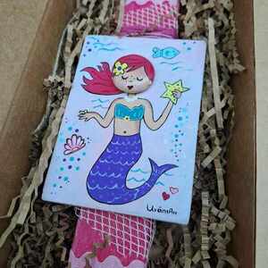 "Dream of Mermaid" Λαμπάδα Φουξ Αρωματική Πλακέ Ξυστή 30x3.5cm - κορίτσι, λαμπάδες, για παιδιά, πριγκίπισσες, γοργόνες - 5