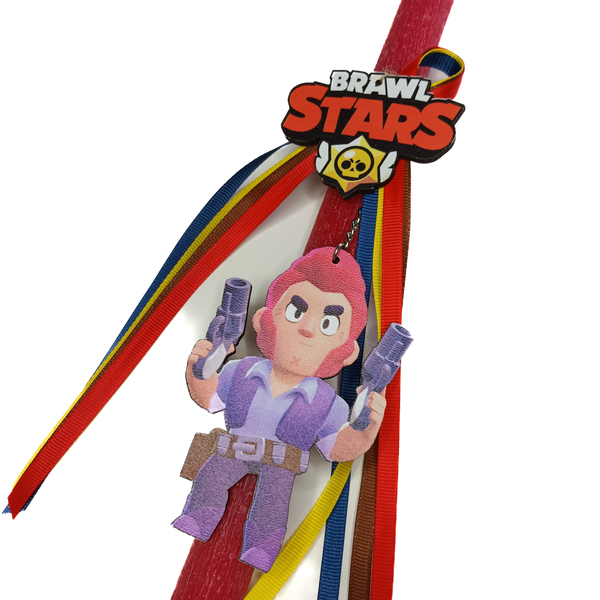 Λαμπάδα αρωματική κόκκινη με μπρελόκ BRAWL STARS (COLT) - αγόρι, λαμπάδες, για παιδιά - 3