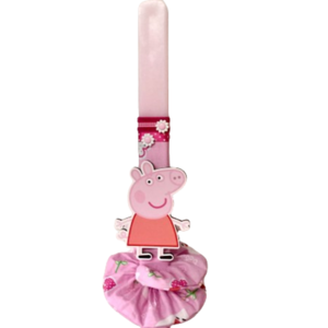 Λαμπάδα με ήρωα κινουμένων σχεδίων (Peppa) - μαγνητάκι & scrunchie ροζ - κορίτσι, λαμπάδες, για παιδιά, ήρωες κινουμένων σχεδίων - 2