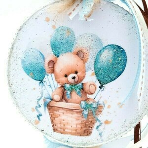 Αρωματική καφέ λαμπάδα με αρκουδάκι-μπαλόνια 22x11x5 - αγόρι, λαμπάδες, για παιδιά, ζωάκια, για μωρά - 3