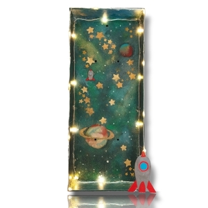 Διάστημα- Χειροποίητη πασχαλινή αρωματική λαμπάδα με 3d κάδρο- led φωτιστικό - αγόρι, λαμπάδες, για παιδιά, πύραυλοι - 3