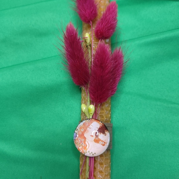 Λαμπάδα 21 εκ. τύπου κηρήθρας "Φύση IV" - κορίτσι, λαμπάδες, για ενήλικες, αποξηραμένα άνθη - 2