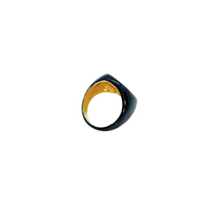 Δαχτυλίδι επιχρυσωμένο με σμάλτο σε μαύρο χρώμα. - επιχρυσωμένα, σμάλτος, ατσάλι, σταθερά - 2