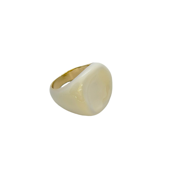 Δαχτυλίδι επιχρυσωμένο με σμάλτο σε λευκό χρώμα. - επιχρυσωμένα, σμάλτος, ατσάλι, σταθερά - 3
