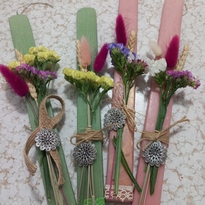 Λαμπάδα με αμάραντα και μενταγιόν - γυναικεία, κορίτσι, λουλούδια, λαμπάδες - 4