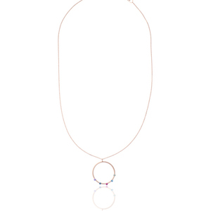 Κολιέ Στρογγυλό με Πολύχρωμα κρύσταλλα - Ροζ Χρυσό | The Gem Stories Jewelry - ασήμι 925, κοντά, επιπλατινωμένα