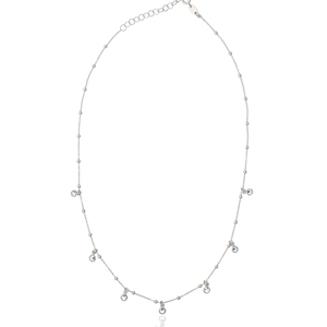 Κολιέ με Λευκές Κρυστάλλινες Πέτρες – Επιροδιωμένο | The Gem Stories Jewelry - ασήμι 925, κοντά, επιπλατινωμένα