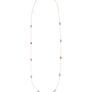 Μακρύ Κολιέ με Πολύχρωμα Κρύσταλλα – Ροζ Χρυσό | The Gem Stories Jewelry - ασήμι 925, μακριά, επιπλατινωμένα