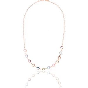 Κοντό Κολιέ Allover με Πολύχρωμα Κρύσταλλα – Ροζ Χρυσό | The Gem Stories Jewelry - ασήμι 925, κοντά, επιπλατινωμένα
