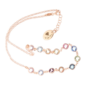 Κοντό Κολιέ Allover με Πολύχρωμα Κρύσταλλα – Ροζ Χρυσό | The Gem Stories Jewelry - ασήμι 925, κοντά, επιπλατινωμένα - 3
