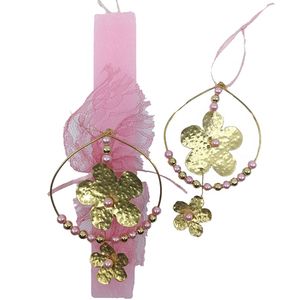 Αρωματική λαμπάδα με λουλούδι από σφυρήλατο χαλκό - χαλκός, λουλούδια, λαμπάδες, για ενήλικες