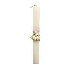 Χειροποίητη αρωματική λαμπάδα σε ρομαντικό στυλ λευκή με λουλούδια 32 εκ. - κορίτσι, λουλούδια, λαμπάδες, για ενήλικες, για εφήβους