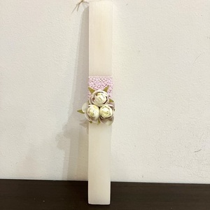 Χειροποίητη αρωματική λαμπάδα σε ρομαντικό στυλ λευκή με λουλούδια 32 εκ. - κορίτσι, λουλούδια, λαμπάδες, για ενήλικες, για εφήβους - 4