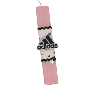 Αρωματική Ροζ Πλακέ Λαμπάδα με ξύλινο μαγνητάκι τύπου Adidas - κορίτσι, λαμπάδες, αρωματικές λαμπάδες, για εφήβους