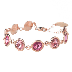 Rivoli Βραχιόλι με ροζ κρύσταλλα| The Gem Stories Jewelry - επιχρυσωμένα, ασήμι 925, χεριού, αυξομειούμενα