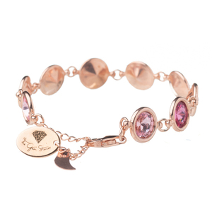 Rivoli Βραχιόλι με ροζ κρύσταλλα| The Gem Stories Jewelry - επιχρυσωμένα, ασήμι 925, χεριού, αυξομειούμενα - 2