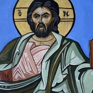 Εικόνα του Ιησού σε ξύλο με διάμετρο 25 εκατοστά - πίνακες & κάδρα - 2