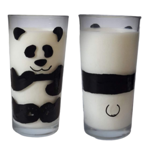 Ποτήρι νερού διαφανές γυάλινο με χειροποίητο σχέδιο "Διαφανές panda" ζωγραφισμένο με πινελο - γυαλί, χειροποίητα, κούπες & φλυτζάνια, για παιδιά, πρακτικό δωρο